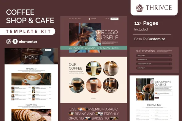 Thrivce – Coffee Shop & Cafe Elementor Template Kit