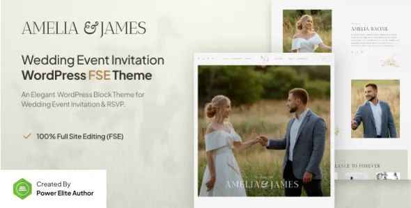 Amelia & James – Wedding Invitation Gutenverse FSE WordPress Block Theme