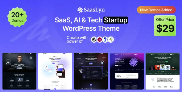 Saaslyn - Saas, AI & Tech Startup WordPress Theme