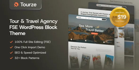 Tourze – Tour & Travel Agency Gutenverse FSE WordPress Block Theme
