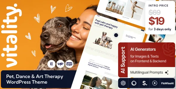 Vitality - Pet, Dance & Art Therapy & Healing Therapy WordPress Theme