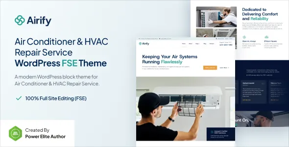Airify – HVAC Repair Service Gutenverse FSE WordPress Block Theme