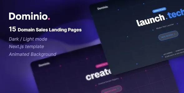 Dominio Domain for Sales Landing Page NextJs Template