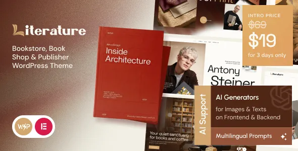 Literature - Book Store, Publisher & Bookshop WordPress Theme