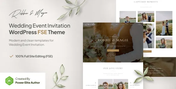 Robbie & Magie - Wedding Event Invitation Gutenverse FSE WordPress Block Theme