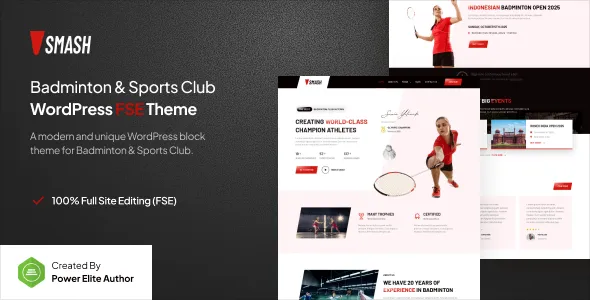 Smash – Badminton School & Sports Club Gutenverse FSE WordPress Block Theme