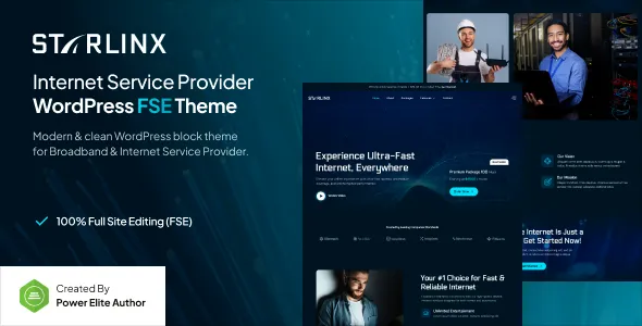 Starlinx – Broadband & Internet Service Provider Gutenverse FSE WordPress Block Theme