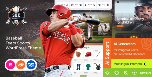 Sox - Baseball Team Sports WordPress Theme