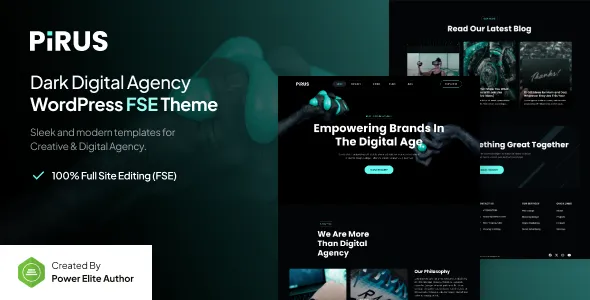 Pirus – Dark Digital Agency Gutenverse FSE WordPress Block Theme