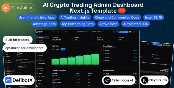 DefibotX – AI Crypto Trading Admin Dashboard Next.js Template