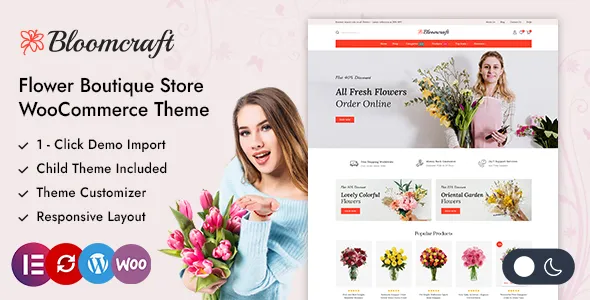 Bloomcraft - Flower Boutiques & Florists Elementor WooCommerce Theme