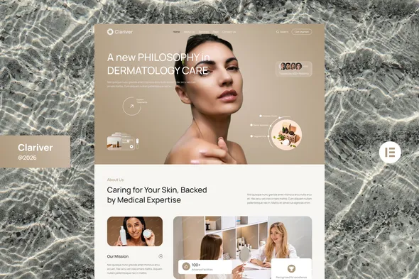 Clariver - Dermatology Skincare Clinic Website Elementor Template Kits