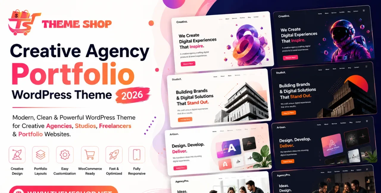 Creative agency portfolio WordPress theme 2026