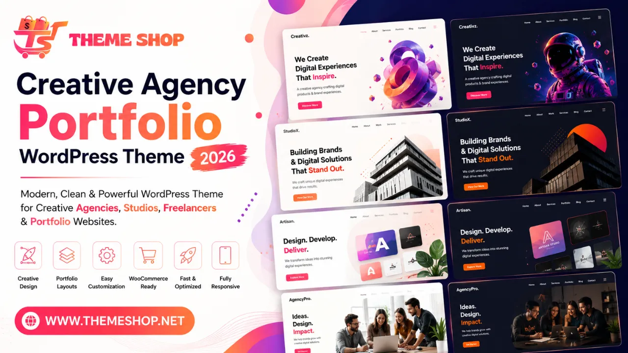 Creative agency portfolio WordPress theme 2026
