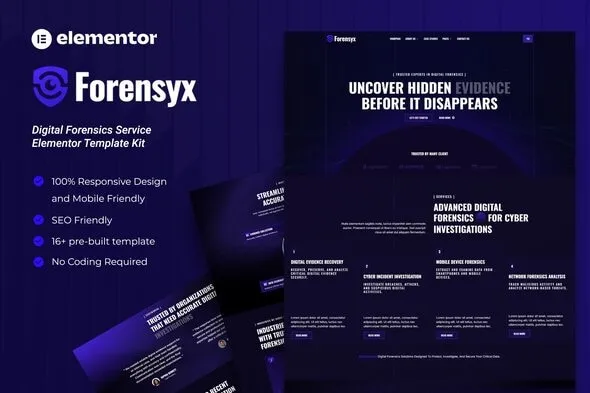 Forensyx - Digital Forensics Service Elementor Template Kit