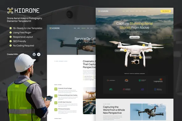Hidrone - Drone Aerial Video & Photography Elementor Template Kit