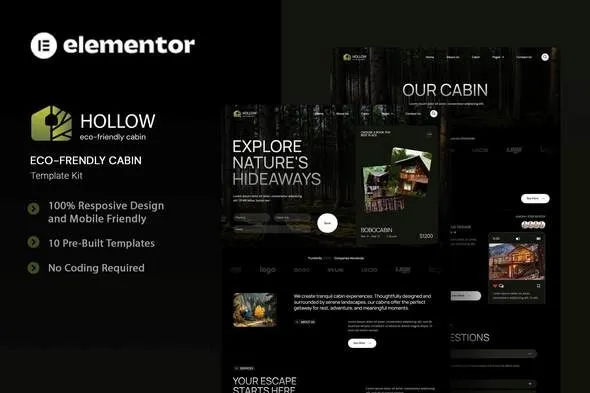 Hollow - Eco-Friendly Cabin Elementor Template Kit
