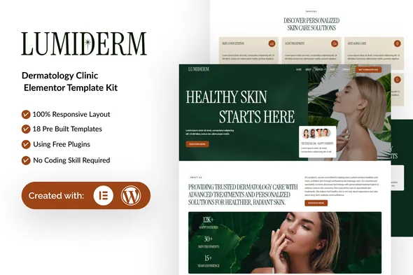 Lumiderm - Dermatology Clinic Elementor Template Kit