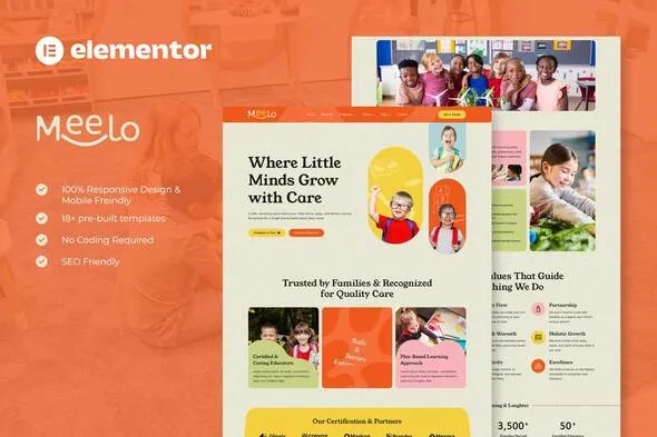 Meelo - Kindergarten & Child Care Elementor Pro Template Kit