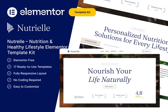 Nutrelle – Nutrition & Healthy Lifestyle Elementor Template Kit