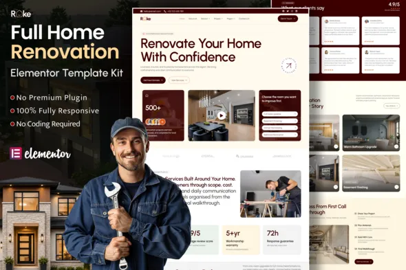 Rake – Full Home Renovation & Remodeling Elementor Template Kit