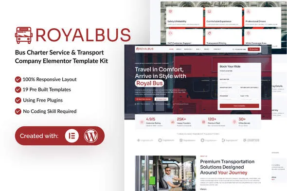 RoyalBus - Bus Charter Service & Transport Company Elementor Template Kit