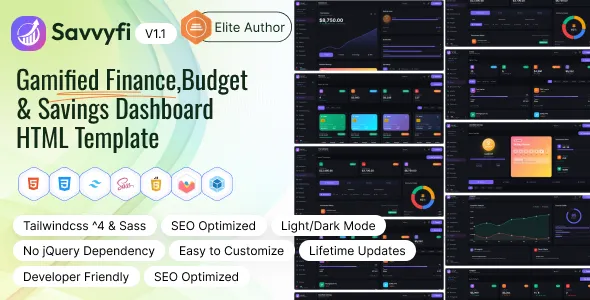 SavvyFi – Gamified Finance & Savings Dashboard HTML Template