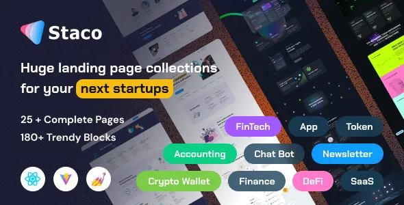 Staco - SaaS Startup Business Tailwind Landing Page Template