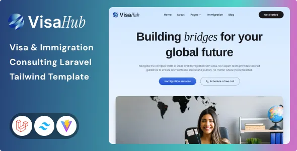 VisaHub - Visa Immigration Consulting Laravel 13 & Tailwind CSS 4 Template