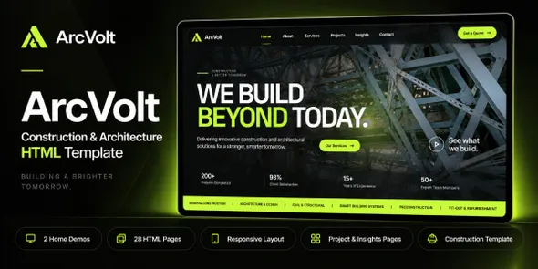 ArcVolt – Construction, Architecture & Engineering HTML Template