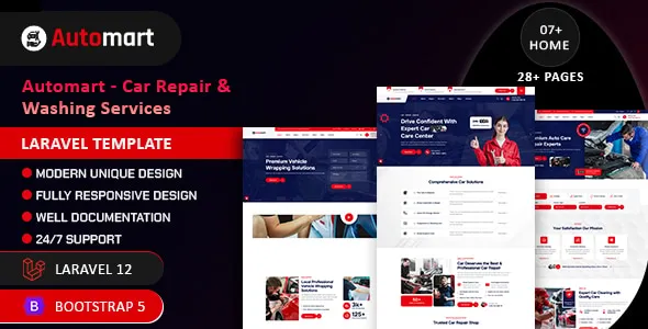 Automart - Car Repair & Washing Services Laravel Template