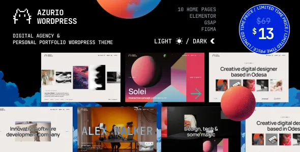 Azurio Creative Agency & Personal Portfolio WordPress theme
