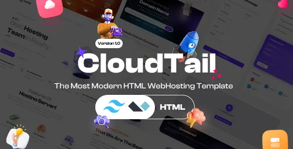 CloudTail Tailwind Modern Complete Web Hosting Template