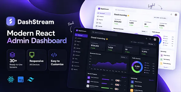 DashStream – React Admin Dashboard Template with Tailwind CSS & shadcnui