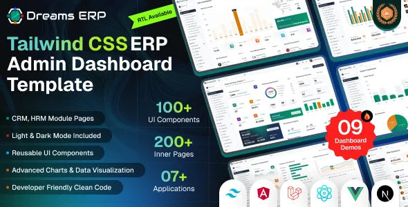 Dreams ERP - ERP & Business Management Dashboard Template React, Next.js, Angular, Vue & Laravel