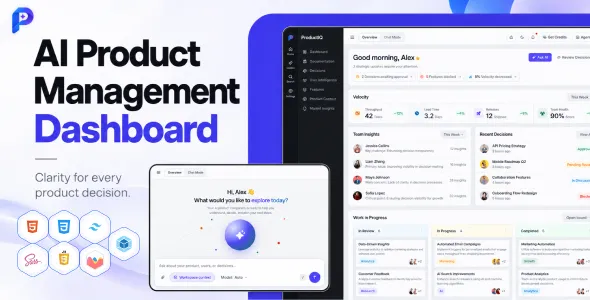 ProductIQ – AI Product Management Dashboard HTML Template