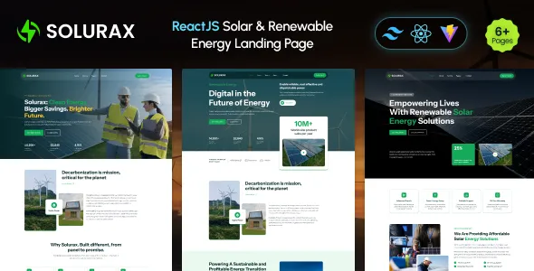 # Solurax - ReactJS Renewable & Solar Energy Landing Page Template