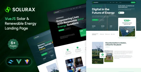 Solurax - VueJS Renewable & Solar Energy Landing Page Template