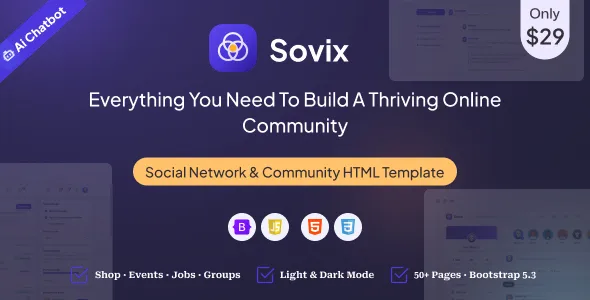 Sovix - Social Network & Community HTML Template