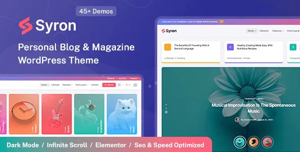 Syron Personal Blog & Magazine WordPress Theme