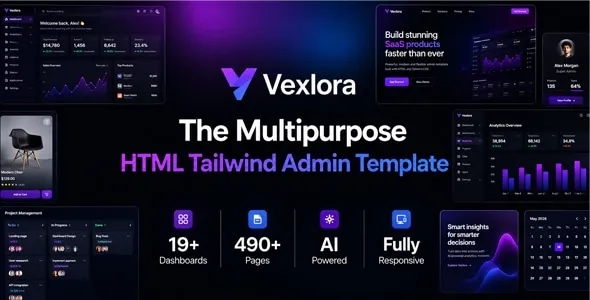 Vexlora Multipurpose HTML Tailwind CSS Admin Template